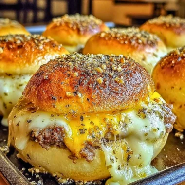 Garlic Parmesan Cheeseburger Bombs baked to golden perfection with melted cheese