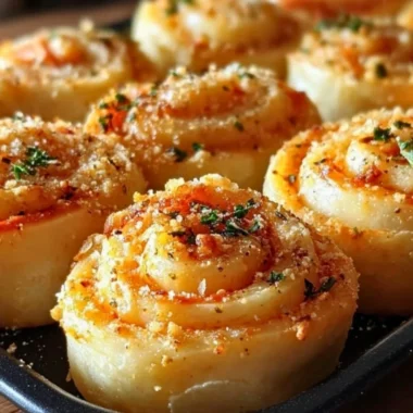 Delicious Garlic Parmesan New York Pizza Rolls on a plate.