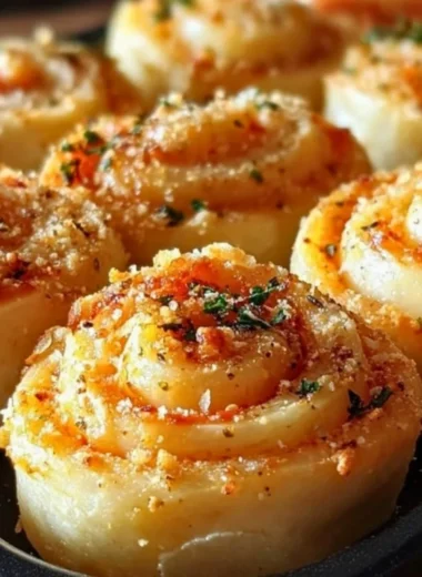 Delicious Garlic Parmesan New York Pizza Rolls on a plate.