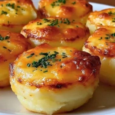 Golden cheesy mashed potato puffs served on a plate