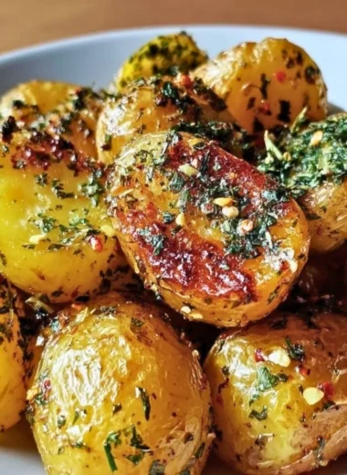 Roasted Greek-style lemon potatoes with fresh herbs and spices