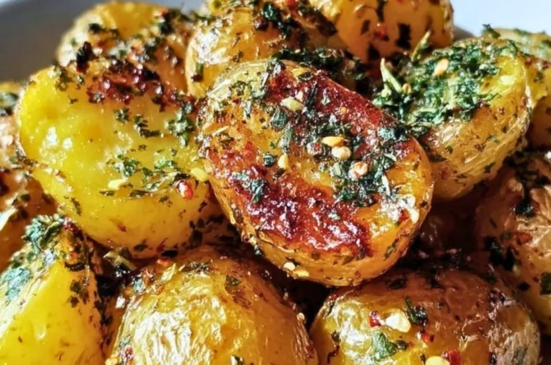 Roasted Greek-style lemon potatoes with fresh herbs and spices