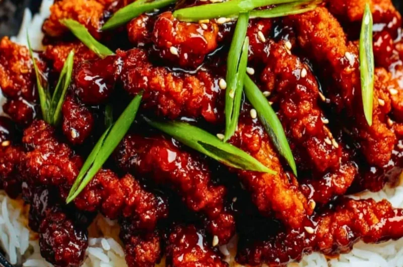 Delicious plate of spicy Dragon Chicken, a quick Indo-Chinese dish