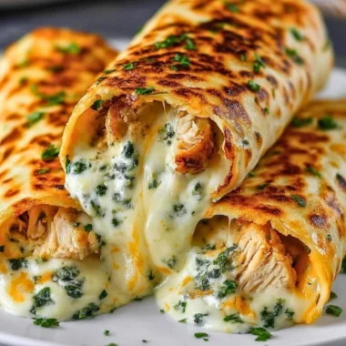 Delicious low carb cheesy garlic chicken wraps on a plate