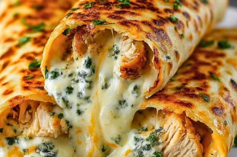 Delicious low carb cheesy garlic chicken wraps on a plate