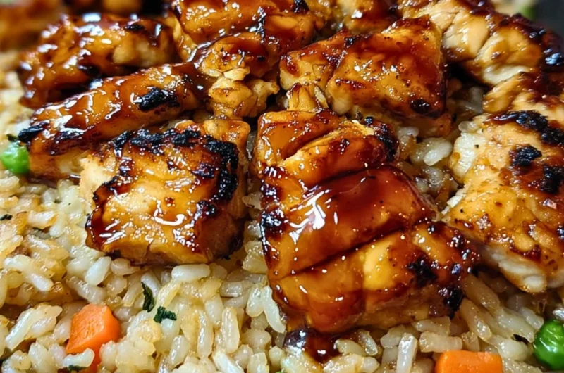 One-Pan Honey BBQ Chicken with Rice ready to serve