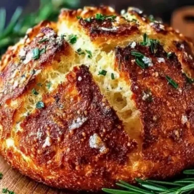 Homemade Parmesan Garlic Bread, artisan style, fresh ingredients, golden crust