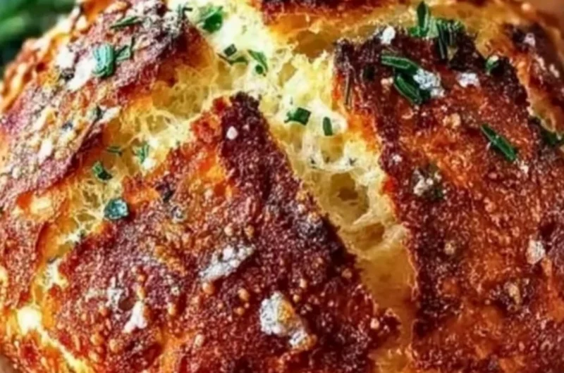 Homemade Parmesan Garlic Bread, artisan style, fresh ingredients, golden crust