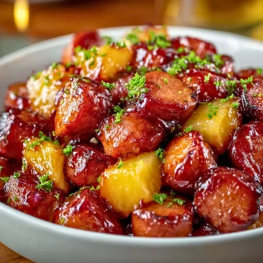 Pineapple Brown Sugar Mississippi Lil' Smokies Bites served on a platter