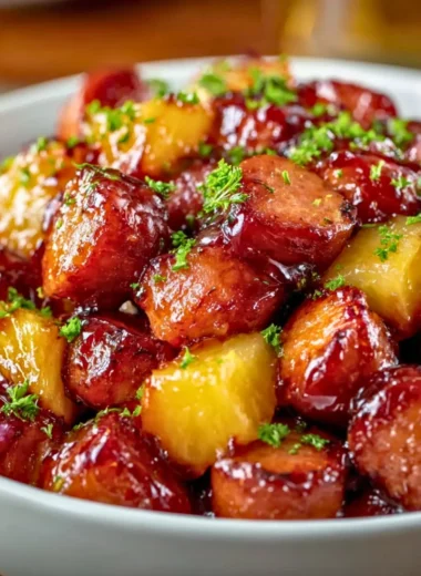 Pineapple Brown Sugar Mississippi Lil' Smokies Bites served on a platter