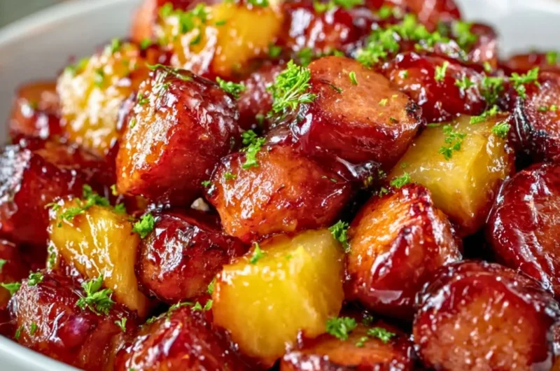 Pineapple Brown Sugar Mississippi Lil' Smokies Bites served on a platter