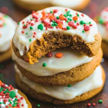 Soft gingerbread cookies decorated for the holidays