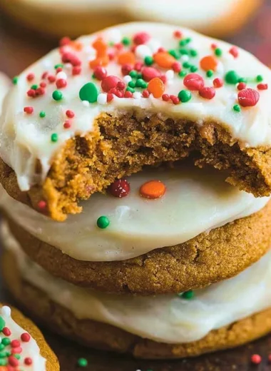 Soft gingerbread cookies decorated for the holidays