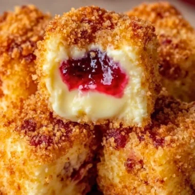 Delicious Strawberry Crunch Cheesecake Bites with strawberry topping