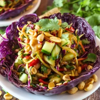 Colorful Thai Peanut Salad with fresh vegetables and creamy peanut dressing
