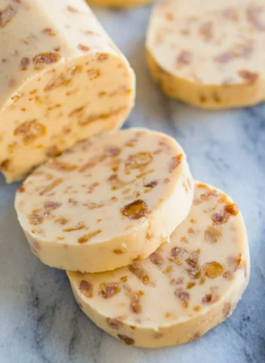 Delicious toffee icebox cookies on a cooling rack