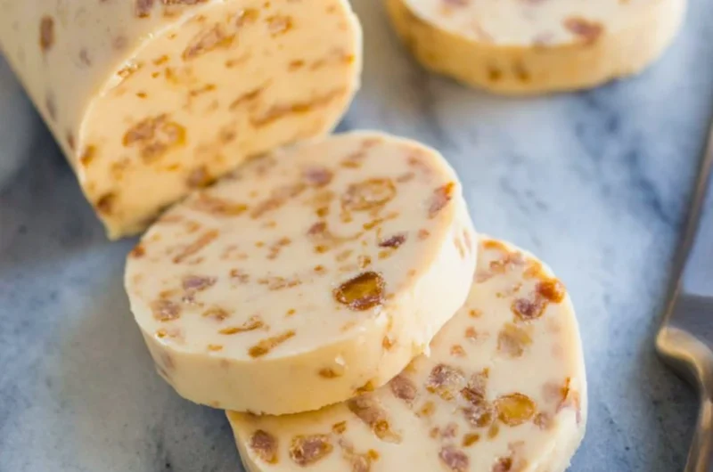 Delicious toffee icebox cookies on a cooling rack