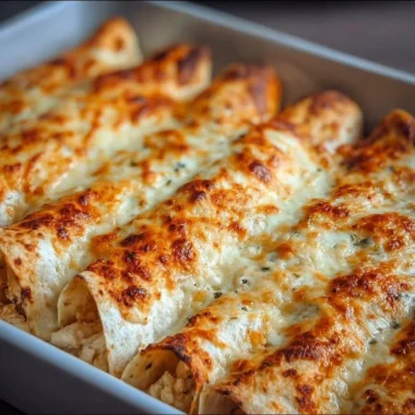 Delicious protein-rich chicken enchiladas with creamy white sauce