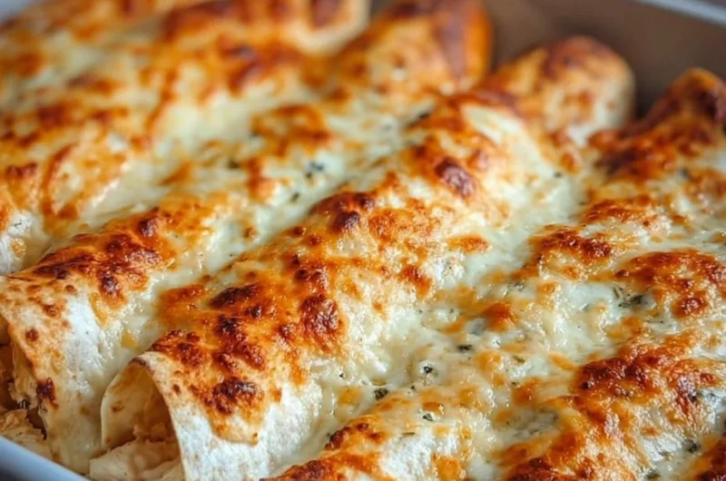 Delicious protein-rich chicken enchiladas with creamy white sauce