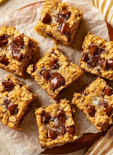 Delicious homemade 4 ingredient peanut butter banana bars on a plate