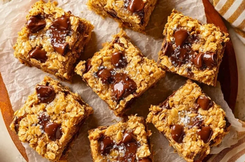 Delicious homemade 4 ingredient peanut butter banana bars on a plate