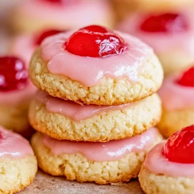 Homemade Almond Cherry Cookies with cherries and almond flakes