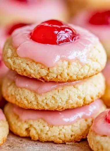 Homemade Almond Cherry Cookies with cherries and almond flakes