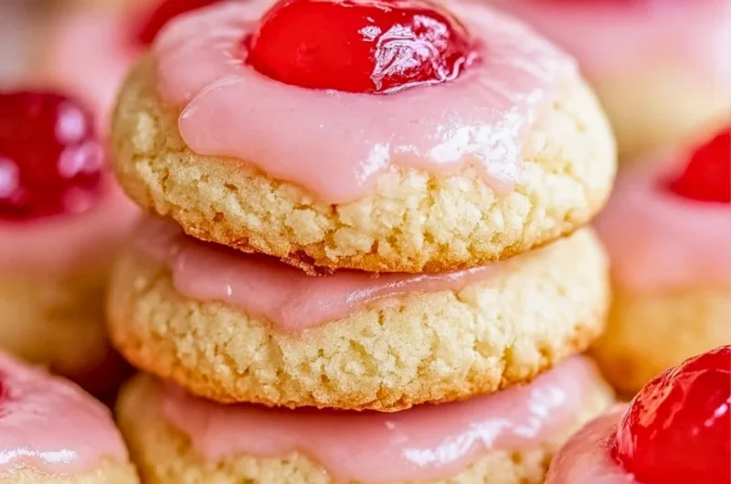 Homemade Almond Cherry Cookies with cherries and almond flakes
