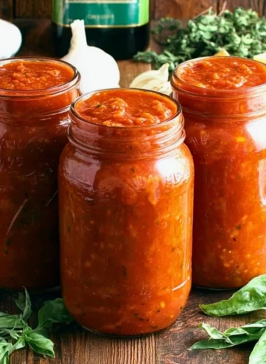 Bowl of authentic Italian tomato sauce with fresh basil on top