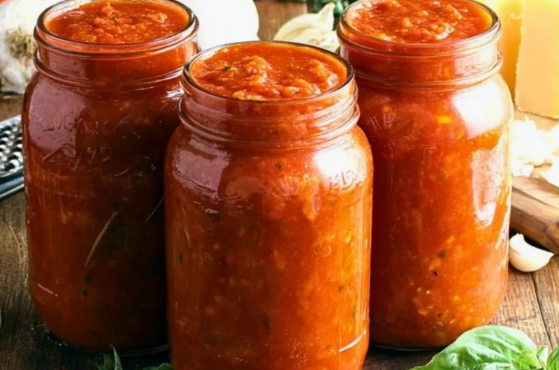 Bowl of authentic Italian tomato sauce with fresh basil on top