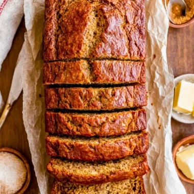 Deliciously moist banana bread fresh out of the oven