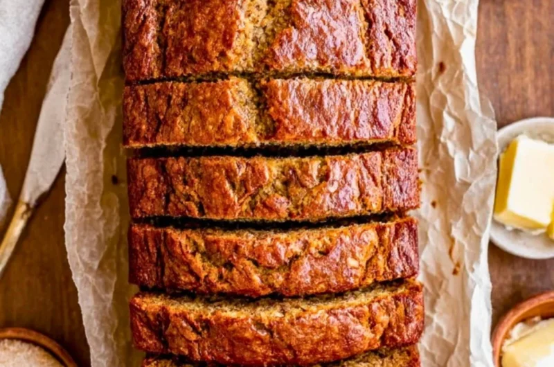 Deliciously moist banana bread fresh out of the oven