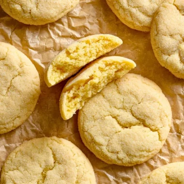 Freshly baked classic sugar cookies on a cooling rack
