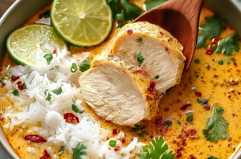 Coconut Chicken Brothy Rice in a cozy one-pot meal