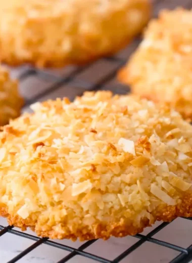 Delicious homemade coconut cookies on a cooling rack