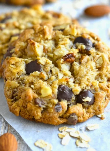 Delicious homemade Cowboy Cookies with chocolate chips and nuts