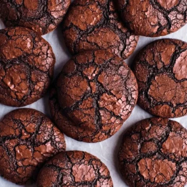 Delicious easy brownie cookies stacked on a plate