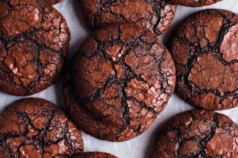 Delicious easy brownie cookies stacked on a plate