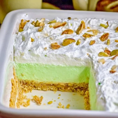 Easy pistachio lush dessert with layers of cream and nuts