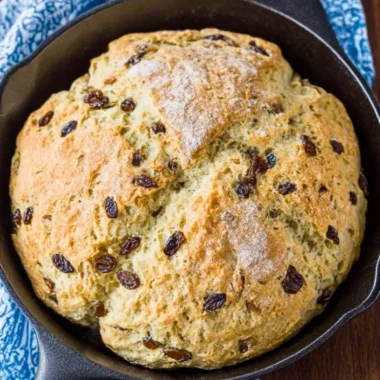 Freshly baked Irish Soda Bread loaf with golden crust