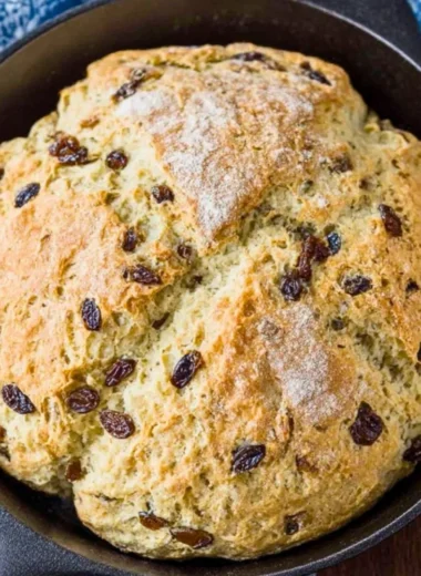 Freshly baked Irish Soda Bread loaf with golden crust