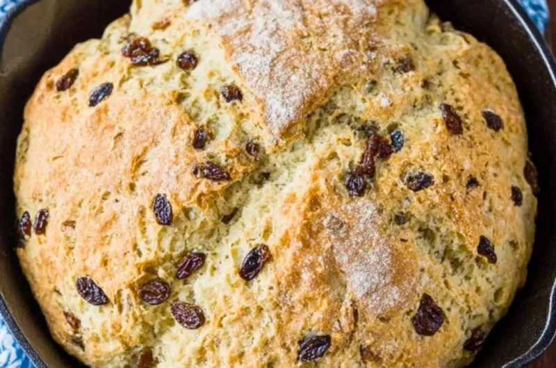 Freshly baked Irish Soda Bread loaf with golden crust