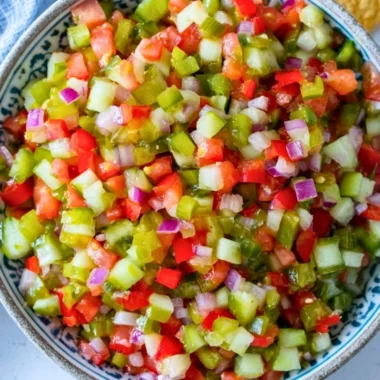 Bowl of fresh Pickle de Gallo with colorful vegetables and herbs