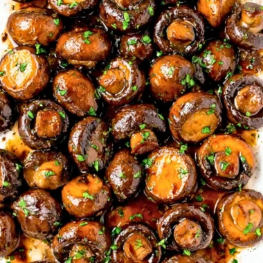 Delicious sautéed mushrooms in a skillet.