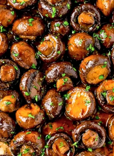 Delicious sautéed mushrooms in a skillet.