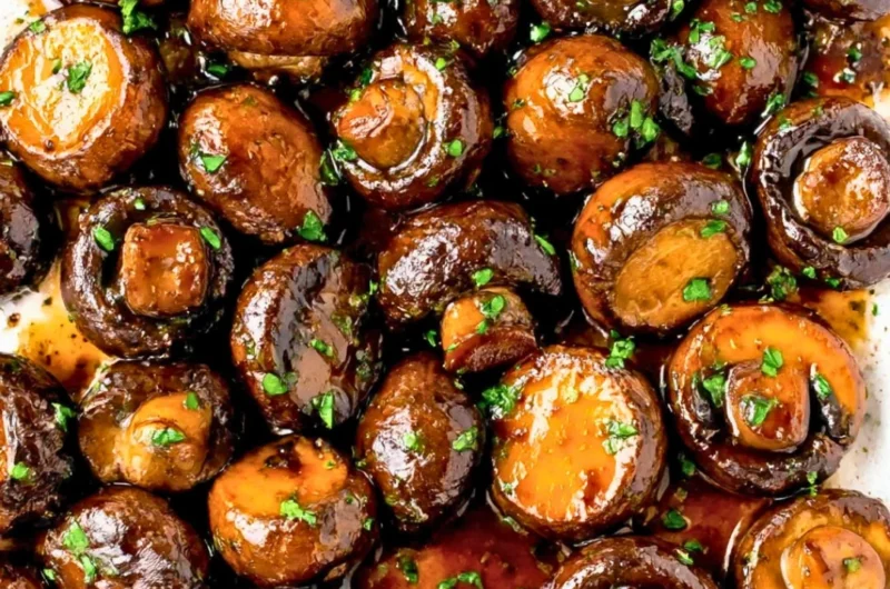 Delicious sautéed mushrooms in a skillet.