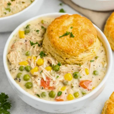 Delicious slow cooker chicken pot pie with flaky crust and fresh vegetables