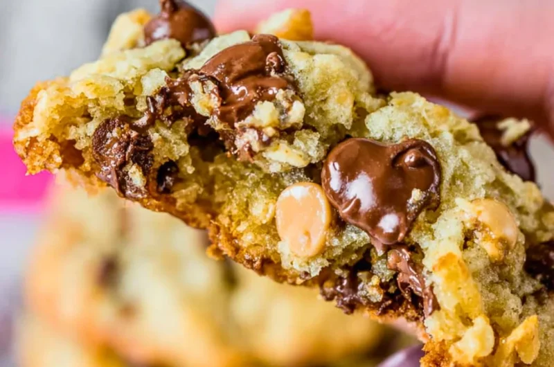 Delicious Texas Cowboy Cookies with oats, chocolate chips, and nuts on a plate.