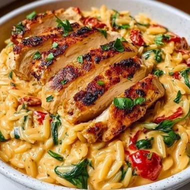 Tuscan Chicken with Sun-Dried Tomatoes and Spinach on a plate