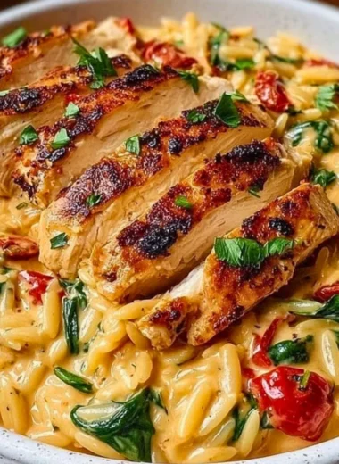 Tuscan Chicken with Sun-Dried Tomatoes and Spinach on a plate